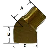 Brass 45 Degree Street Elbow Diagram